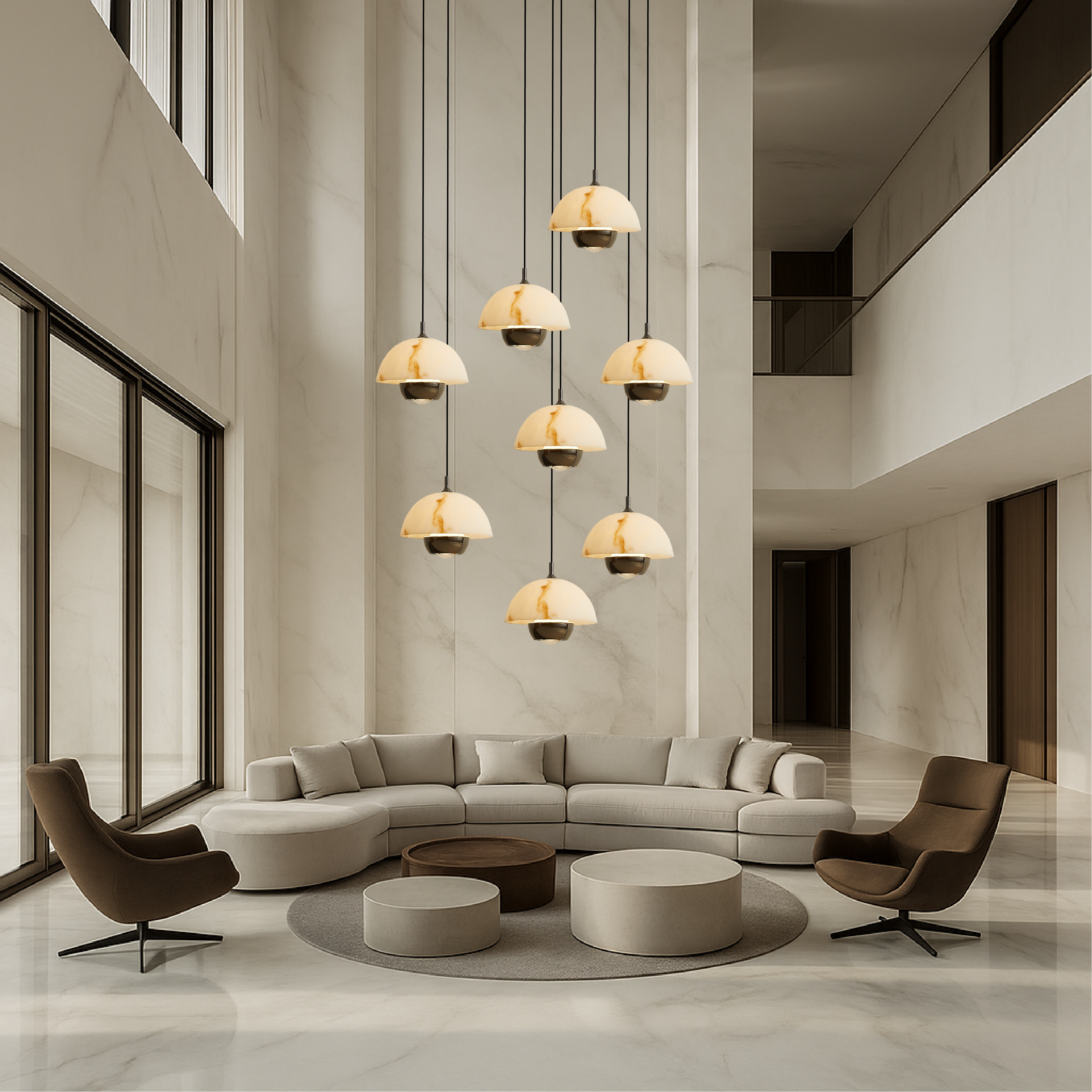 AureaStone | Refined Natural Marble Staircase Chandelier 4