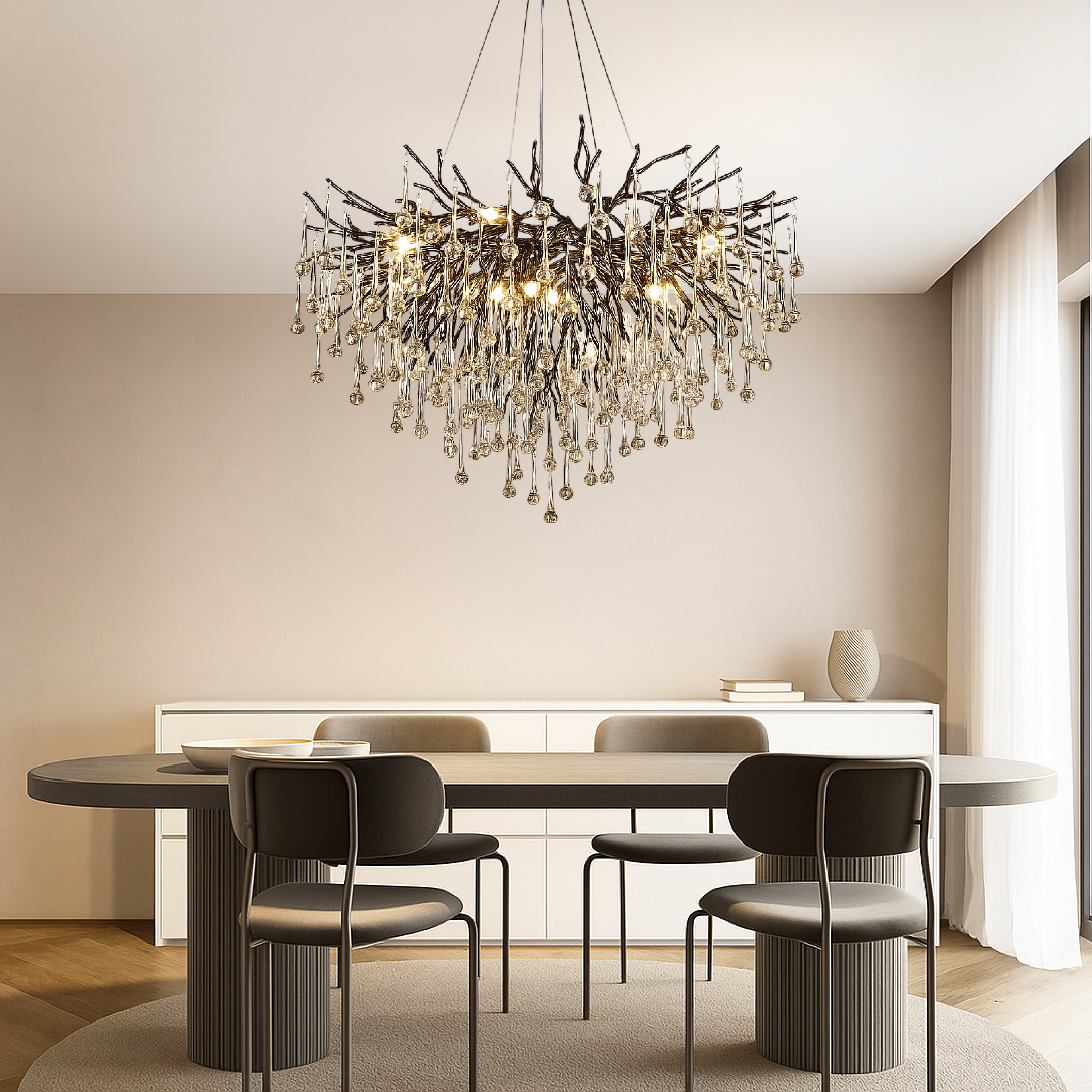 Auronix | Luxurious Black Raindrop Chandelier for Modern Elegance 3