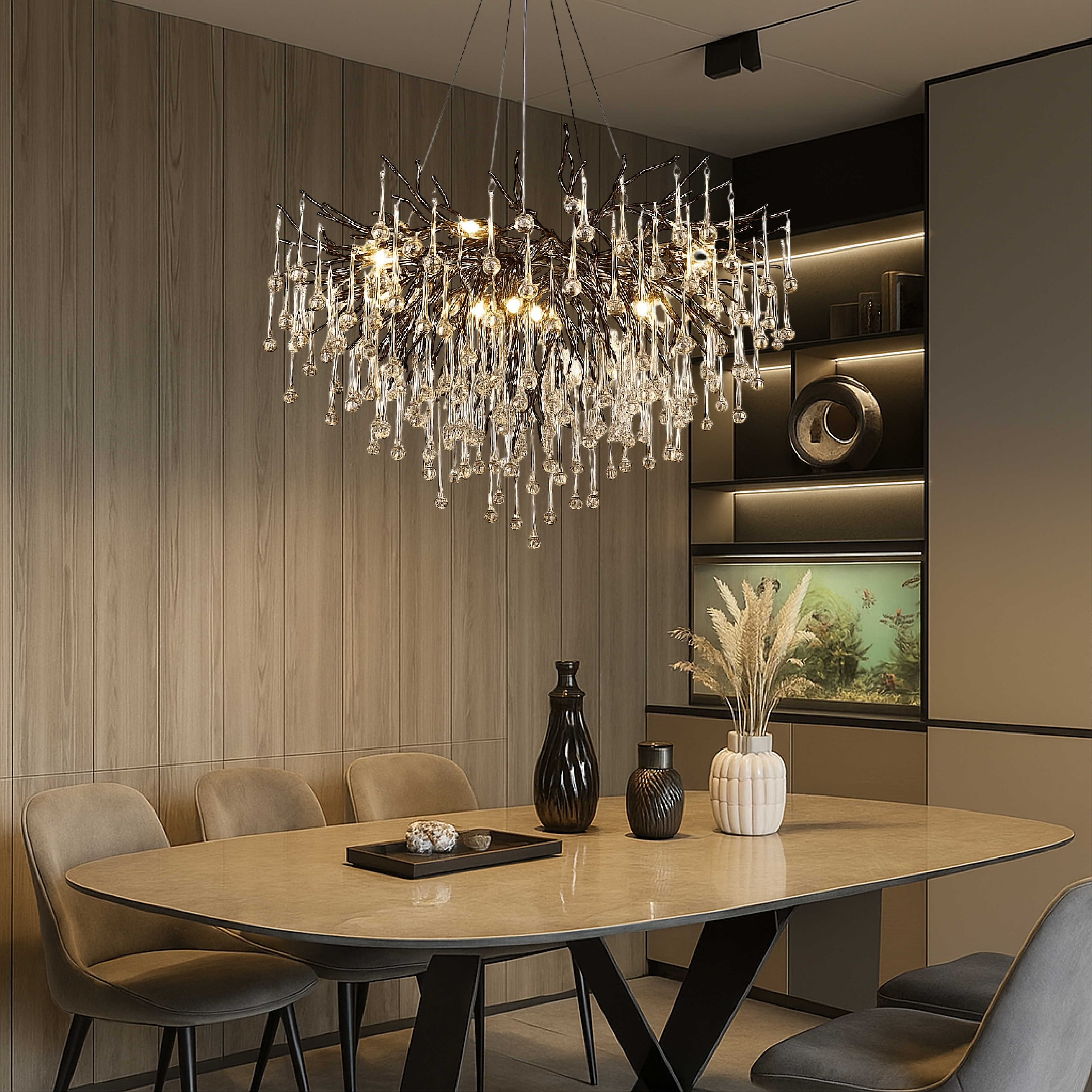 Auronix | Luxurious Black Raindrop Chandelier for Modern Elegance 4