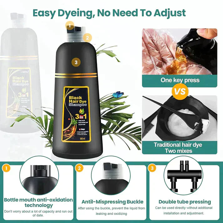 AurumShade | Herbal Nourishing Black Hair Dye Shampoo for Healthy Hair 4