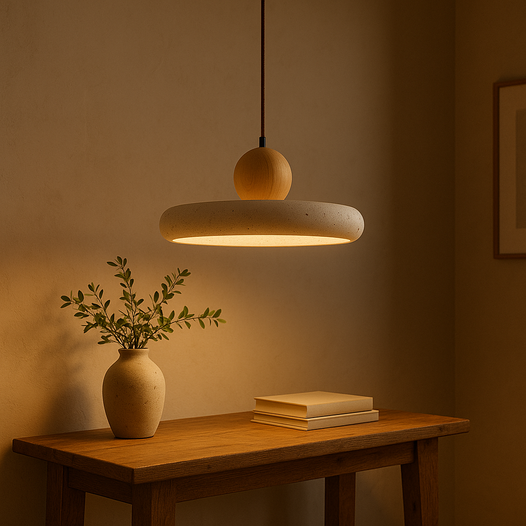 Aurvra | Modern Simplicity Travertine Wood Pendant Lamp 2
