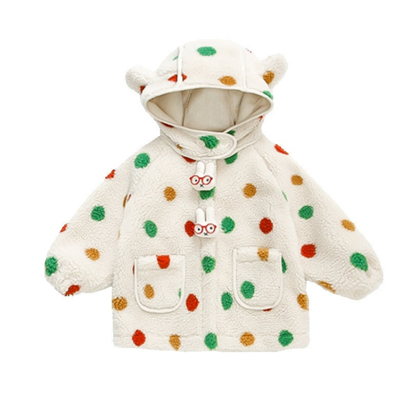 Baby Girl Jacket Cartoon Dinosaur Soft Lambswool Coat for 1-9 Years 0