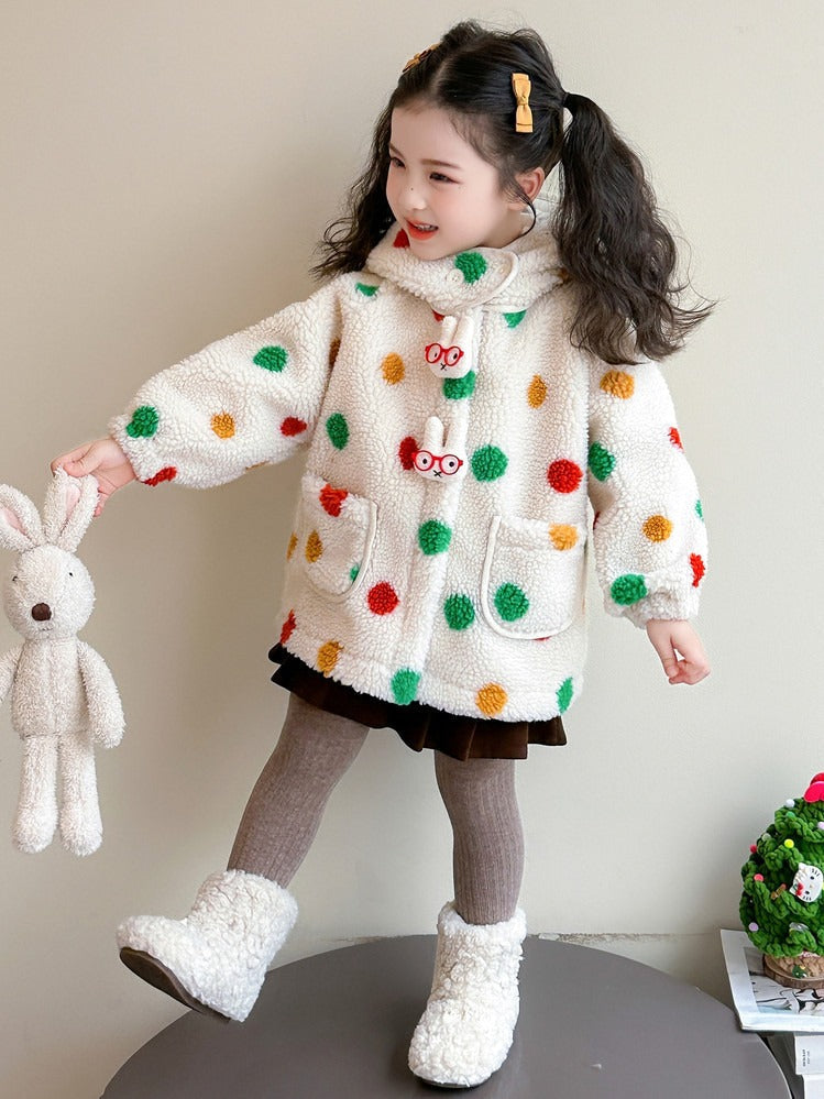 Baby Girl Jacket Cartoon Dinosaur Soft Lambswool Coat for 1-9 Years 5