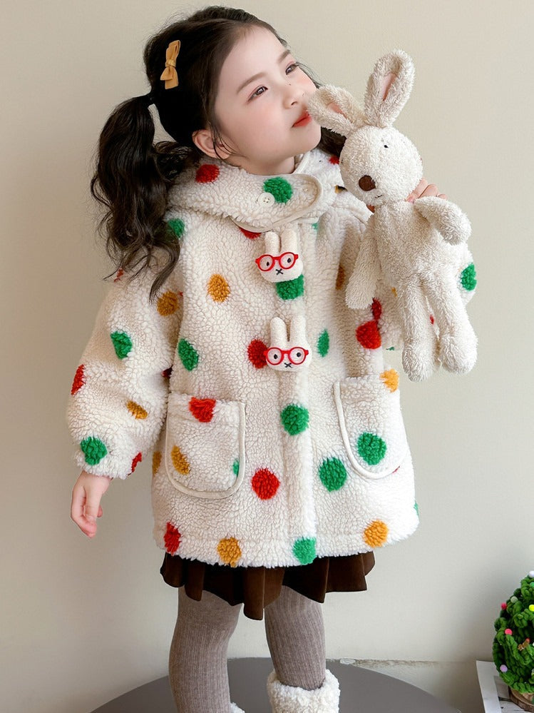 Baby Girl Jacket Cartoon Dinosaur Soft Lambswool Coat for 1-9 Years 6