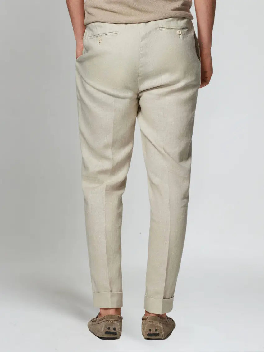Ethan | Elegant Lightweight Beige Linen Pants 2