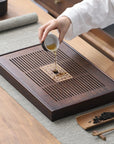 BambooCraft | Elegant Multi-Purpose Bamboo Tea Serving Tray with Drainage 2