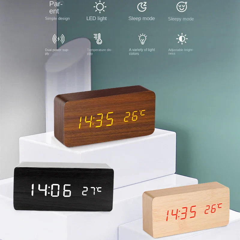 BambooGlow | Elegant Smart Wooden LED Alarm Clock for Bedroom 2