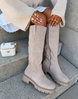 Beige Ankle Boots for Women with Cushioned Insole and Lined Interior – Comfortable Booties for Everyday Wear 0