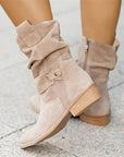 Black Ankle Boots for Women - Stylish Faux Leather Low Heel Booties with Side Tubes 0