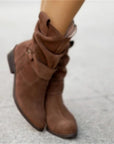 Black Ankle Boots for Women - Stylish Faux Leather Low Heel Booties with Side Tubes 2