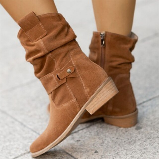 Black Ankle Boots for Women - Stylish Faux Leather Low Heel Booties with Side Tubes 4