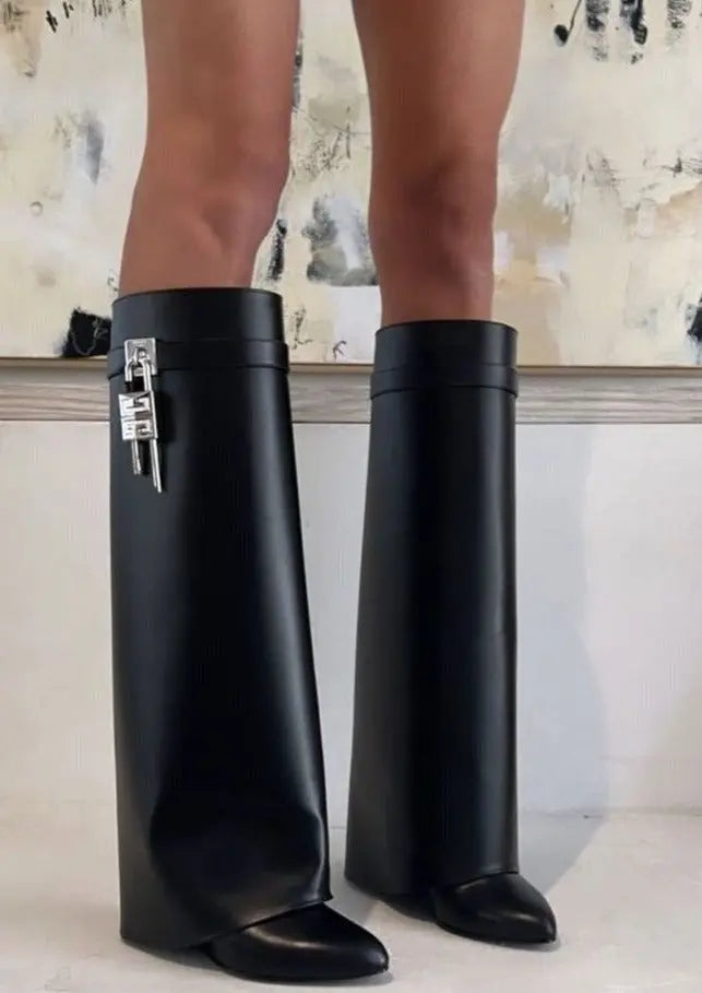 Black Vegan Leather Knee High Boots for Women – Elegant, Comfortable Fashion Footwear 7