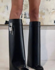 Black Vegan Leather Knee High Boots for Women – Elegant, Comfortable Fashion Footwear 7