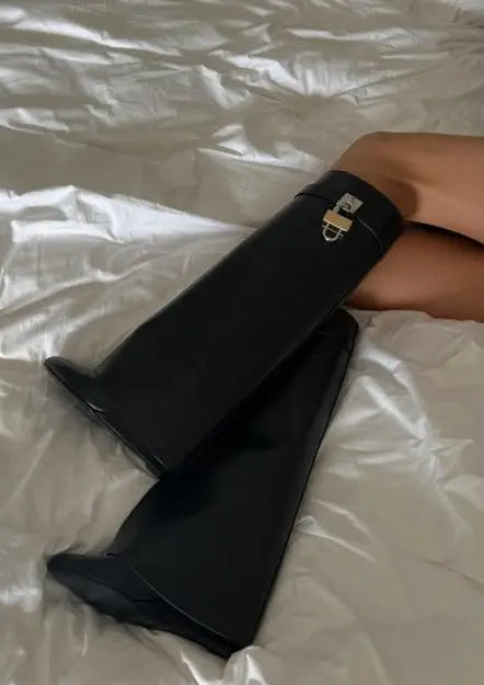 Black Vegan Leather Knee High Boots for Women – Elegant, Comfortable Fashion Footwear 8