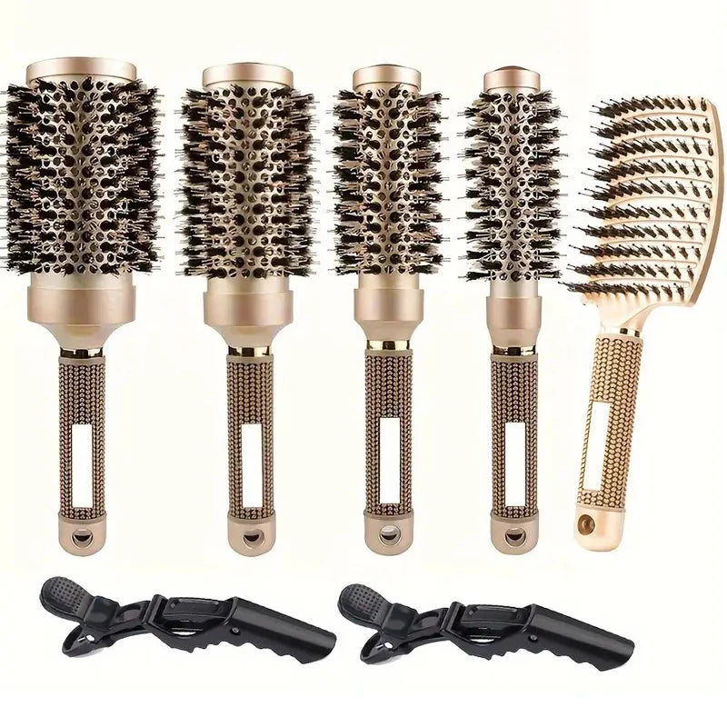 BlowOut Pro - Ionic Boar Bristle Round Hairbrush Set for Salon-Quality Styling 1