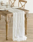 BlushGauze | Elegant Pleated Cotton Cheesecloth Table Runner Set of 10 0