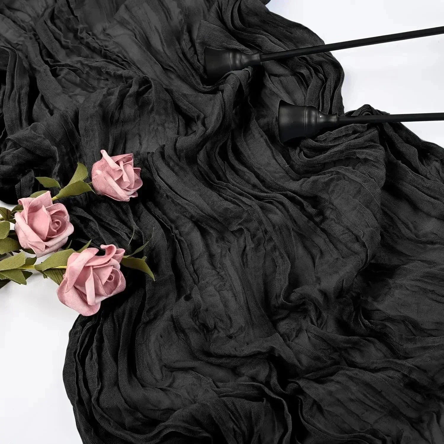 BlushGauze | Elegant Pleated Cotton Cheesecloth Table Runner Set of 10 14