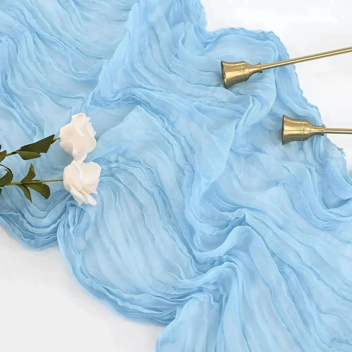 BlushGauze | Elegant Pleated Cotton Cheesecloth Table Runner Set of 10 19