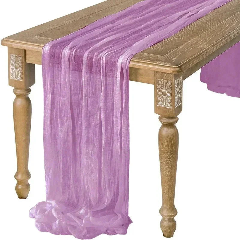 BlushGauze | Elegant Pleated Cotton Cheesecloth Table Runner Set of 10 20