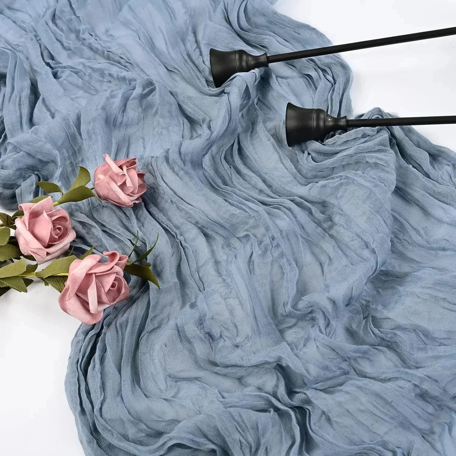 BlushGauze | Elegant Pleated Cotton Cheesecloth Table Runner Set of 10 21