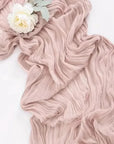 BlushGauze | Elegant Pleated Cotton Cheesecloth Table Runner Set of 10 3