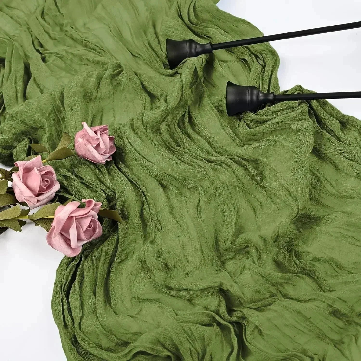 BlushGauze | Elegant Pleated Cotton Cheesecloth Table Runner Set of 10 9