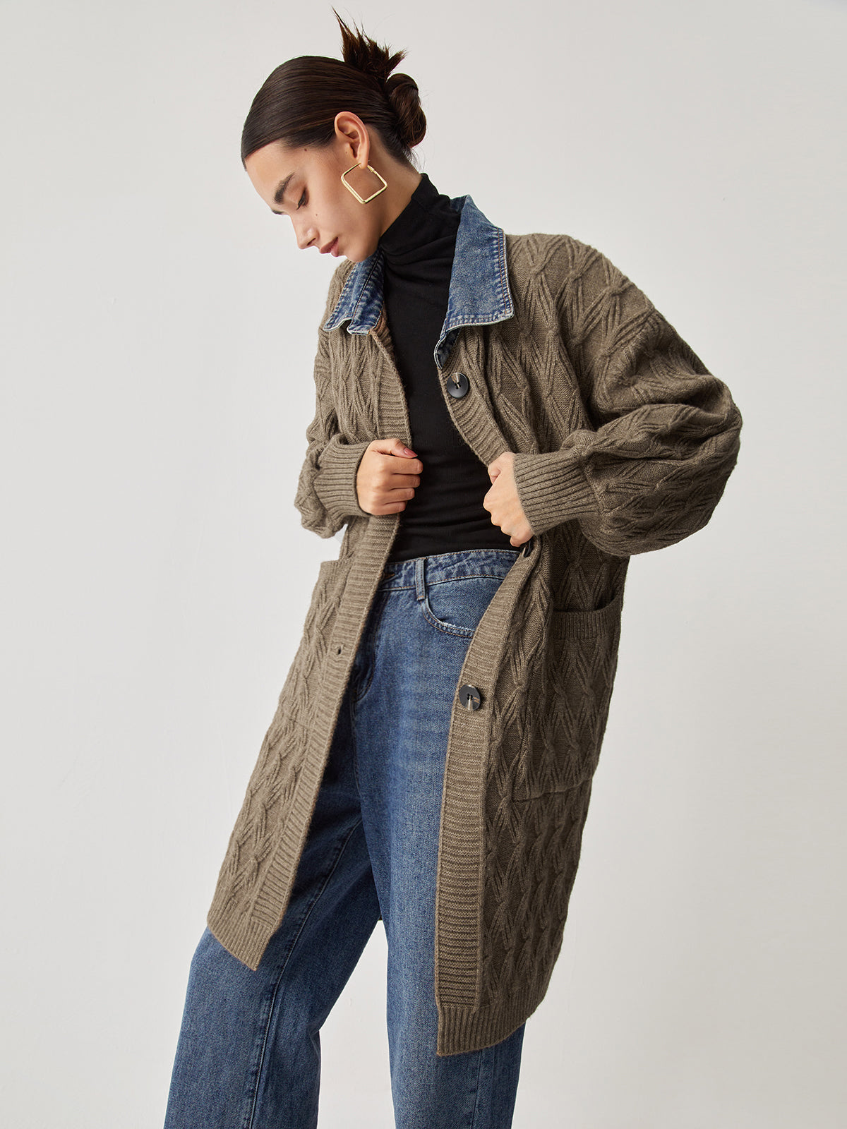 Cali | Diamond Stitch Knitting Longline Cardigan 2