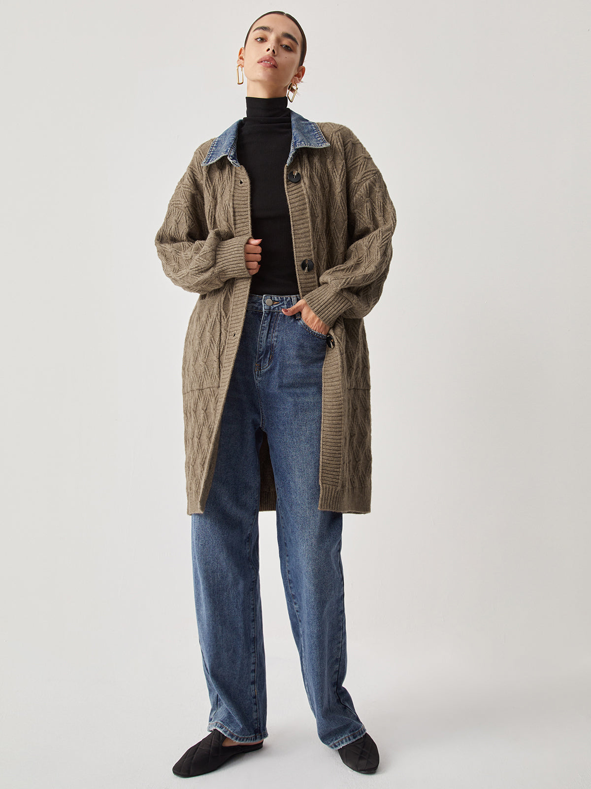Cali | Diamond Stitch Knitting Longline Cardigan 3