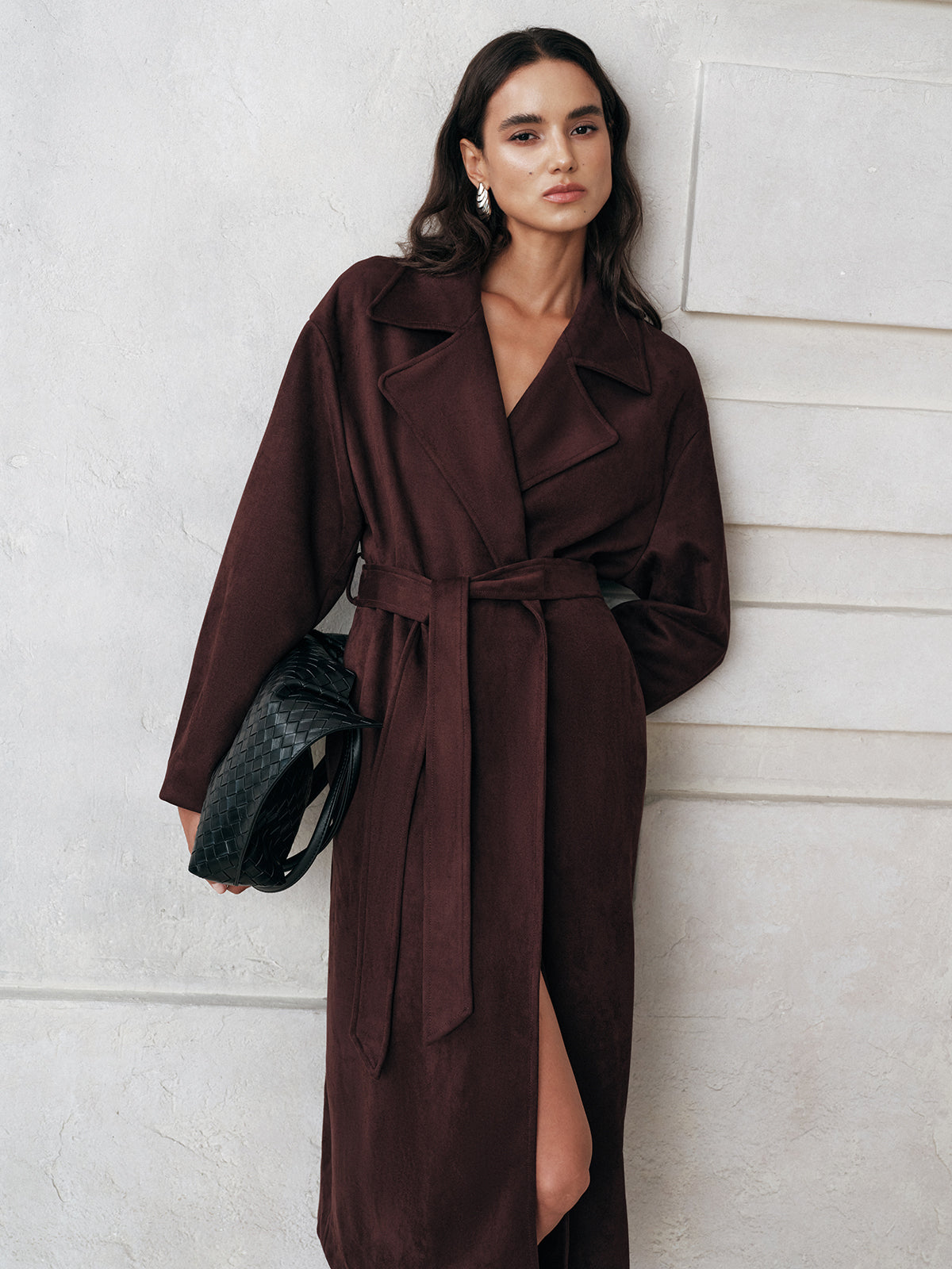 Cameron | Suede Belted Long Trench Coat 3