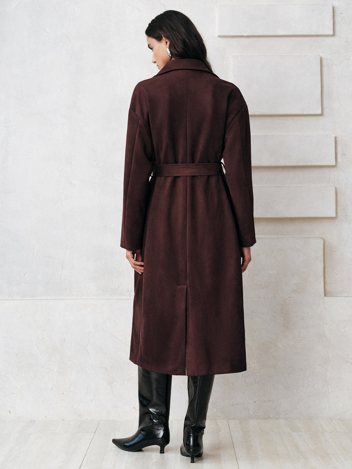 Cameron | Suede Belted Long Trench Coat 5