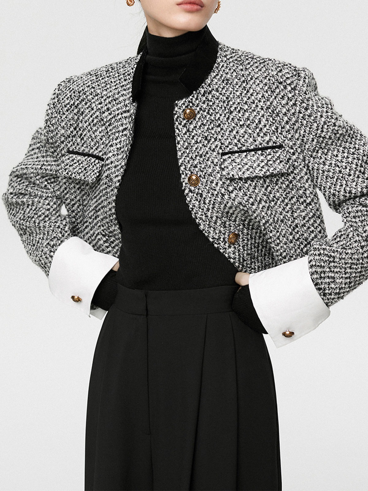 Candice | Chic Tweed Boucle Crop Blazer 0