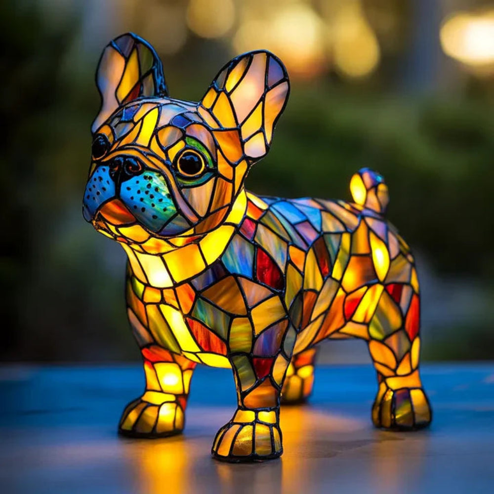 CanineGlow | Charming Colorful Tiffany Style Dog Lamp for Dog Lovers 0