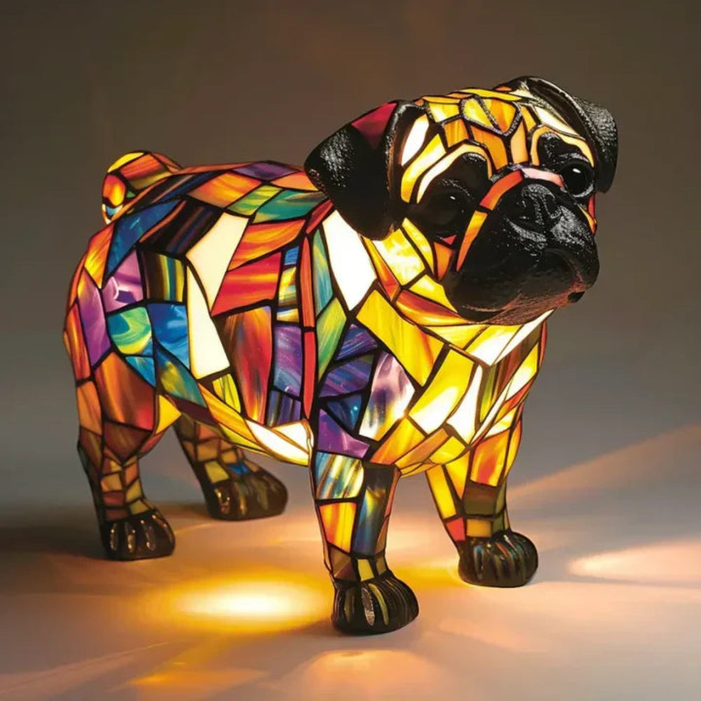 CanineGlow | Charming Colorful Tiffany Style Dog Lamp for Dog Lovers 10
