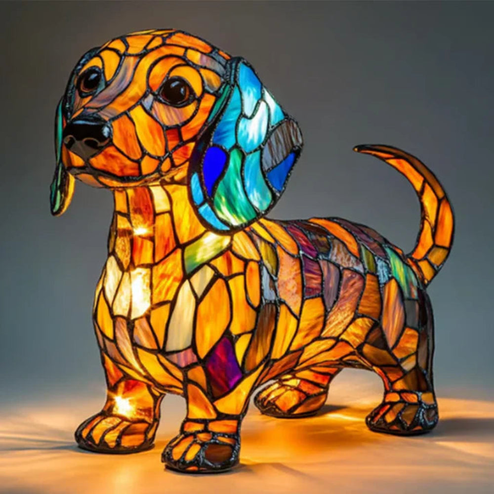 CanineGlow | Charming Colorful Tiffany Style Dog Lamp for Dog Lovers 3