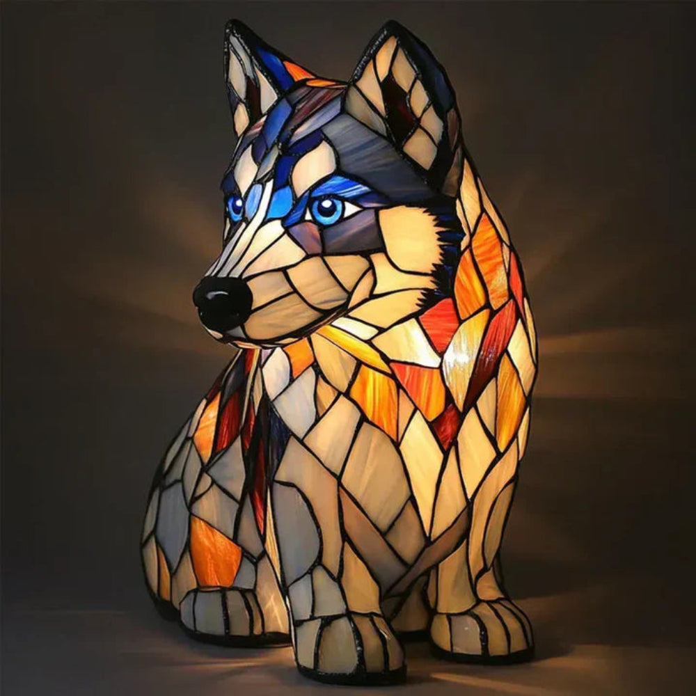 CanineGlow | Charming Colorful Tiffany Style Dog Lamp for Dog Lovers 9