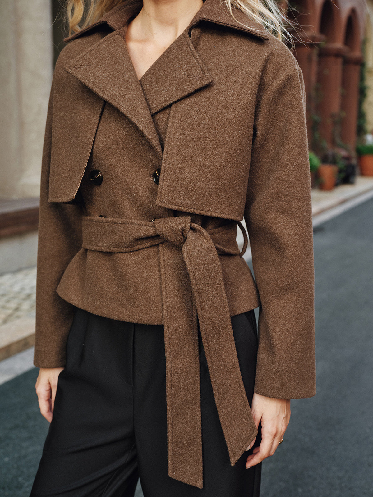Cassidy | Belted Double-Breasted Tweed Coat 4