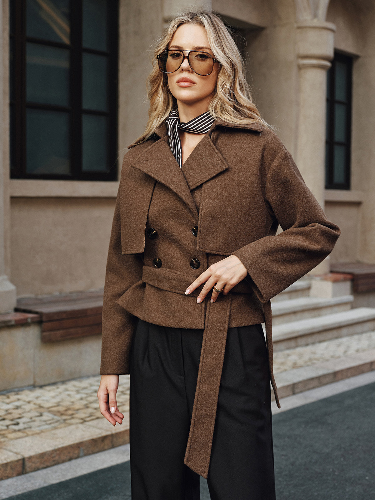 Cassidy | Belted Double-Breasted Tweed Coat 6