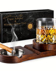 CedarWood | Luxurious Elegant Cigar Ashtray with Whiskey Glass Tray 2
