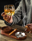 CedarWood | Luxurious Elegant Cigar Ashtray with Whiskey Glass Tray 8