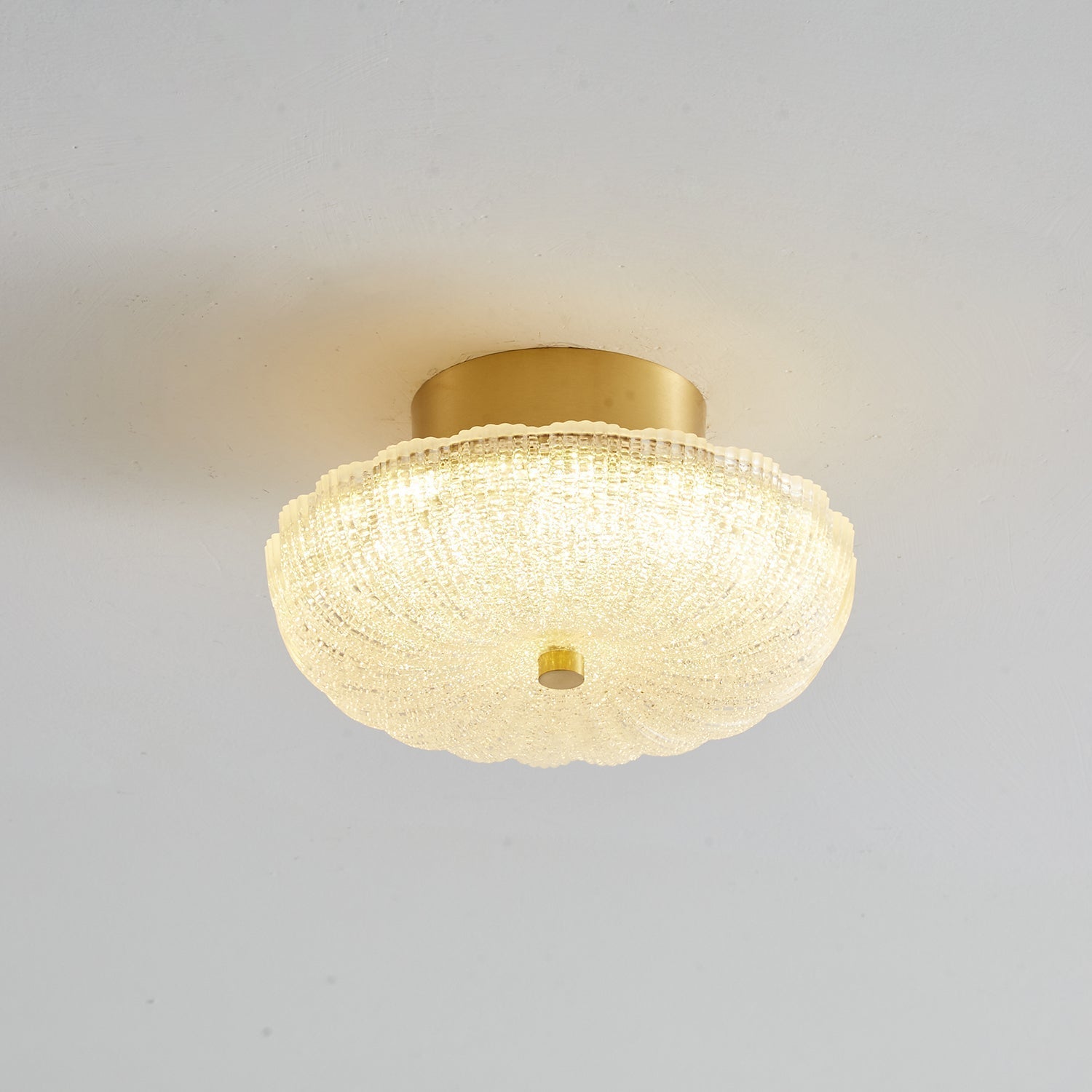 CelestiaGlow | Elegant Vintage Brass Ceiling Lamp with Crystal Diffuser 0