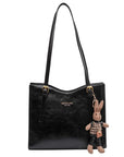 CharmBun | Playful Spacious PU Leather Tote Bag with Rabbit Pendant 4