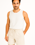 Henning | Men’s 3/4 Length Casual Shorts with Drawstring Waist
