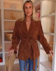 Chic Women's Suede Coat with Belt and Long Sleeves – Stylish Single-Breasted Jacket for Autumn 5
