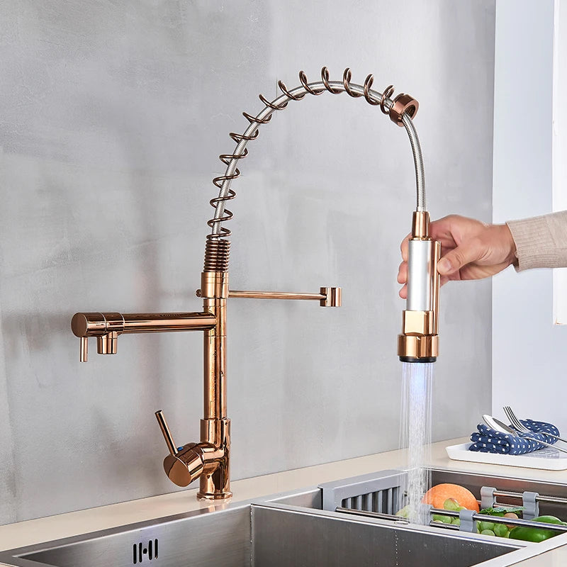Chrome LED Kitchen Faucet with Flexible Spring Spout and Colour-Changing Technology – Single Handle Kitchen Sink Faucet 3
