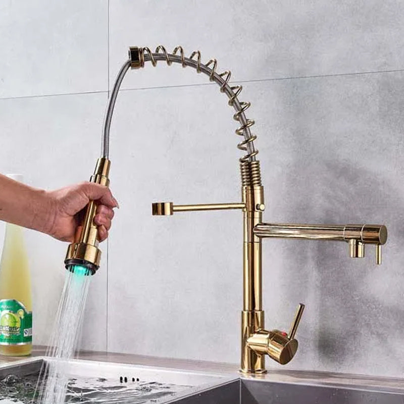 Chrome LED Kitchen Faucet with Flexible Spring Spout and Colour-Changing Technology – Single Handle Kitchen Sink Faucet 5