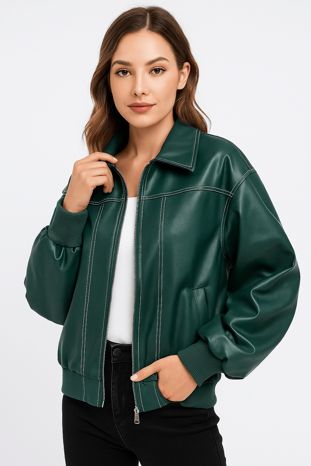 Clarisse | Women&#39;s Oversized Leather Winter Jacket 6