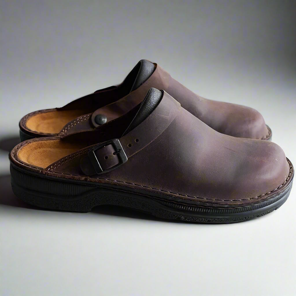 Classic Leather Clogs for Women with Adjustable Buckle – Comfortable Closed Toe Footwear 3