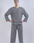 Classic Long Sleeve Halloween Prisoner Costume Set | Striped Inmate 0