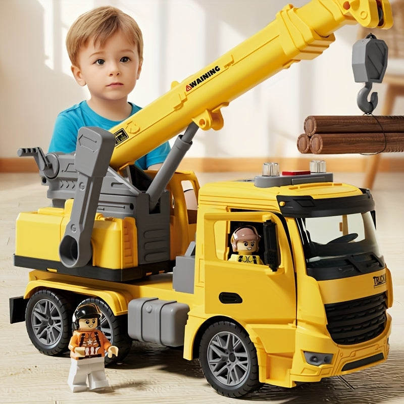 Construction Crane Truck Toy with Lights and Sounds – Educational Play Vehicle for Kids 0