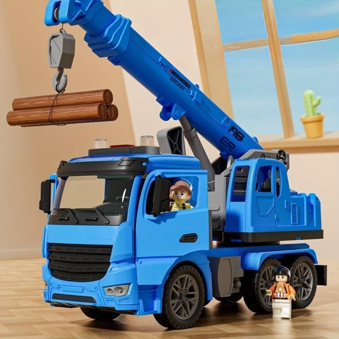 Construction Crane Truck Toy with Lights and Sounds – Educational Play Vehicle for Kids 3